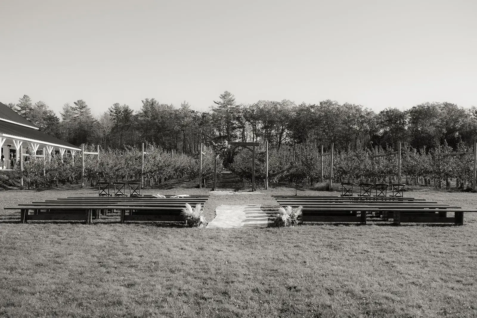 Outdoor wedding ceremony lawn at South Road Farm, Fayette Maine