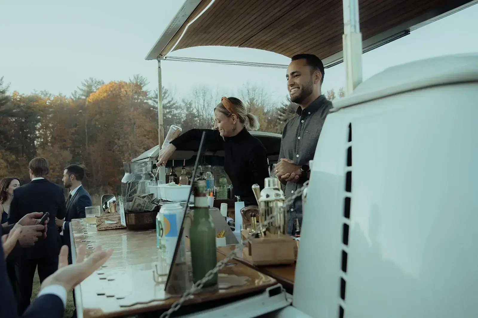 Friday evening welcome drinks at golden hour